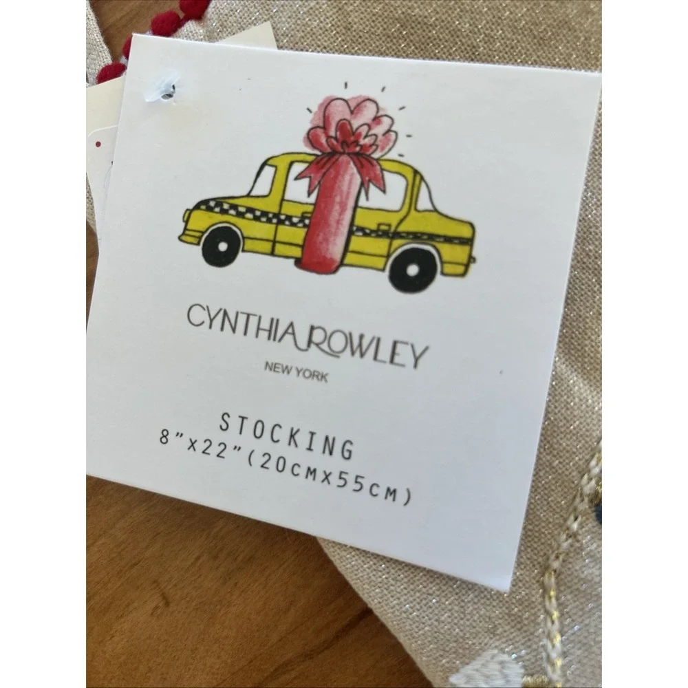 CYNTHIA ROWLEY Santa Christmas Tree Lights Stocking‎ 22 inch